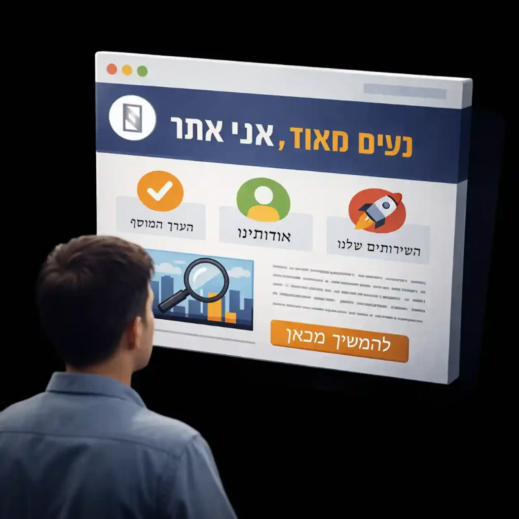 אדם מסתכל על האתר שלך